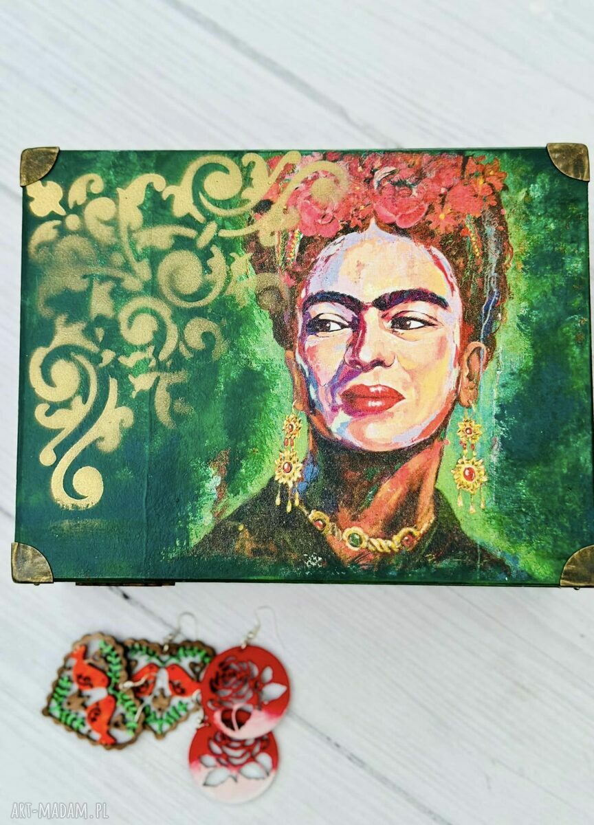 Toaletka z lusterkiem Frida Kahlo - energetyczna szkatułka na biżuterię