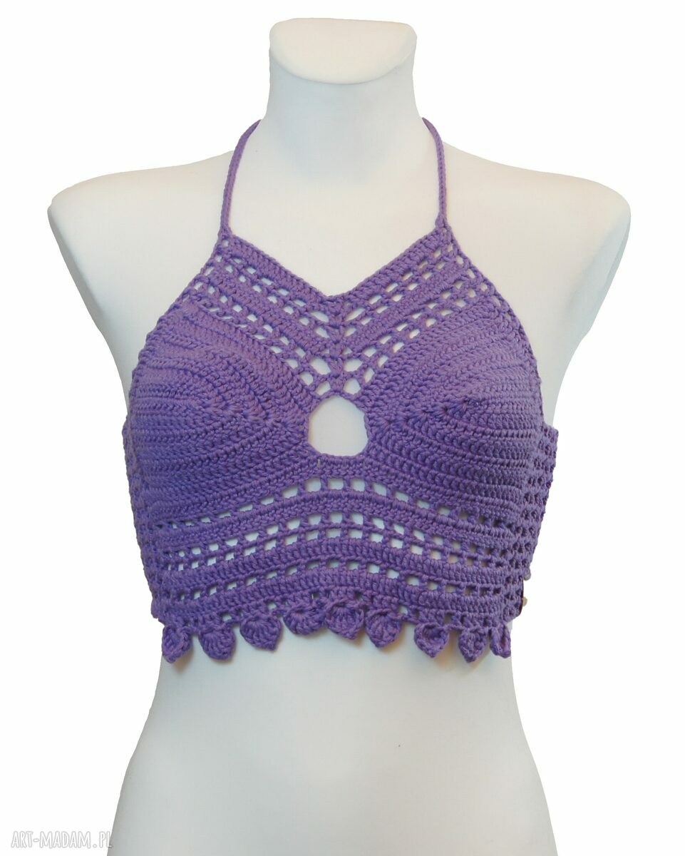 Ręcznie robiony bralet na szydełku z 100% bawełny - rozmiar M/L