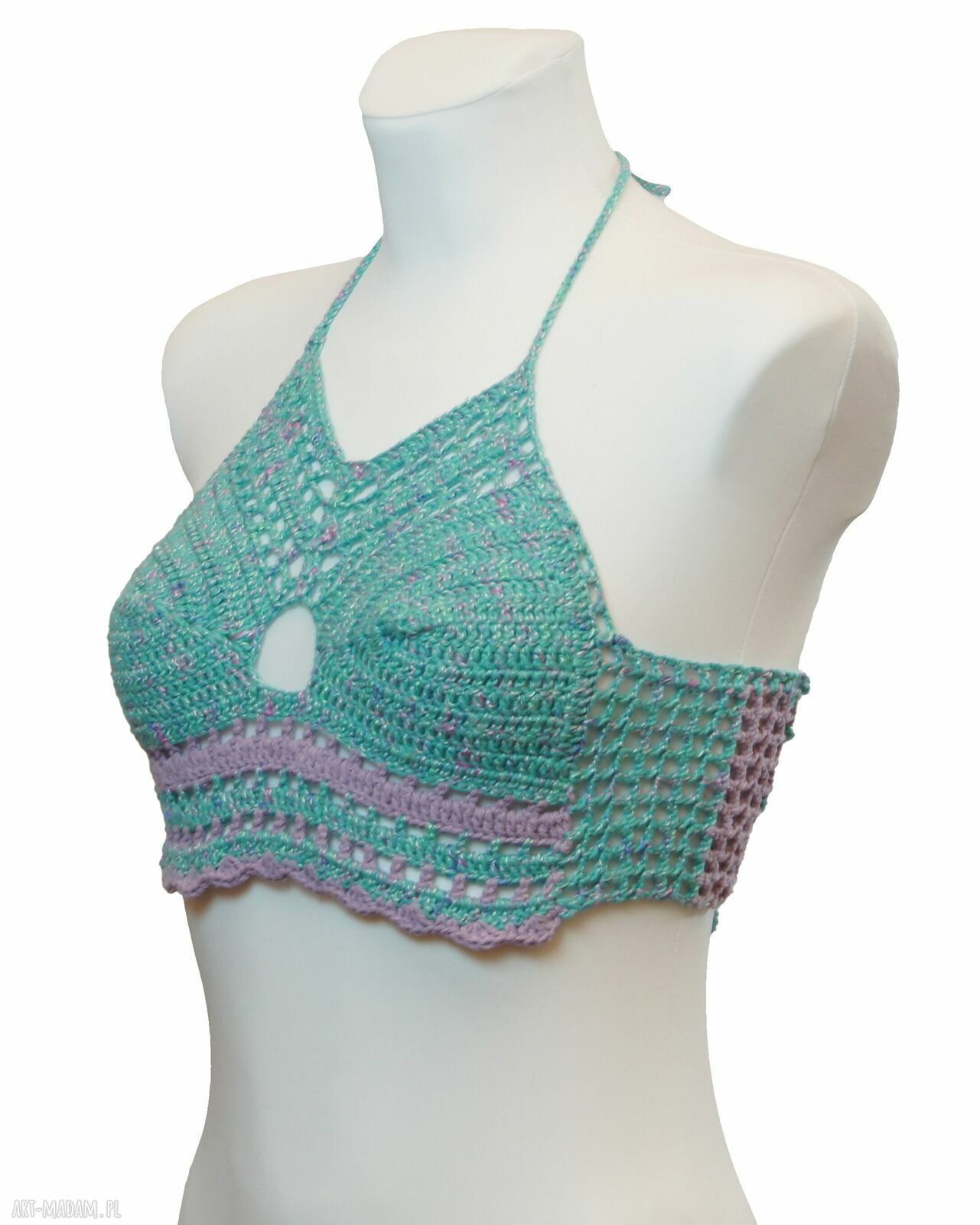 Letni bralet na szydełku z 100% bawełny - rozmiar S