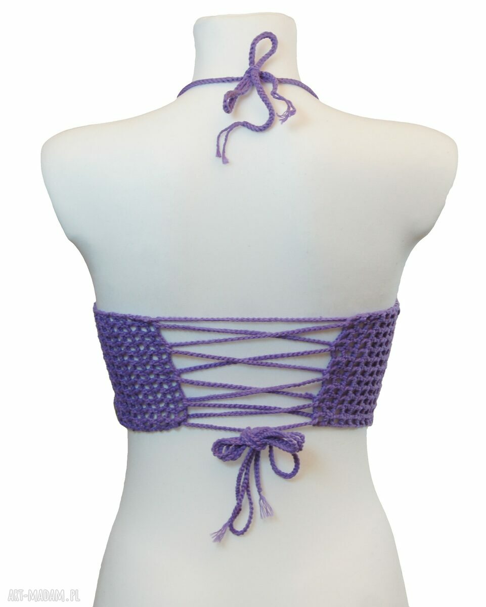 Ręcznie robiony bralet na szydełku z 100% bawełny - rozmiar M/L