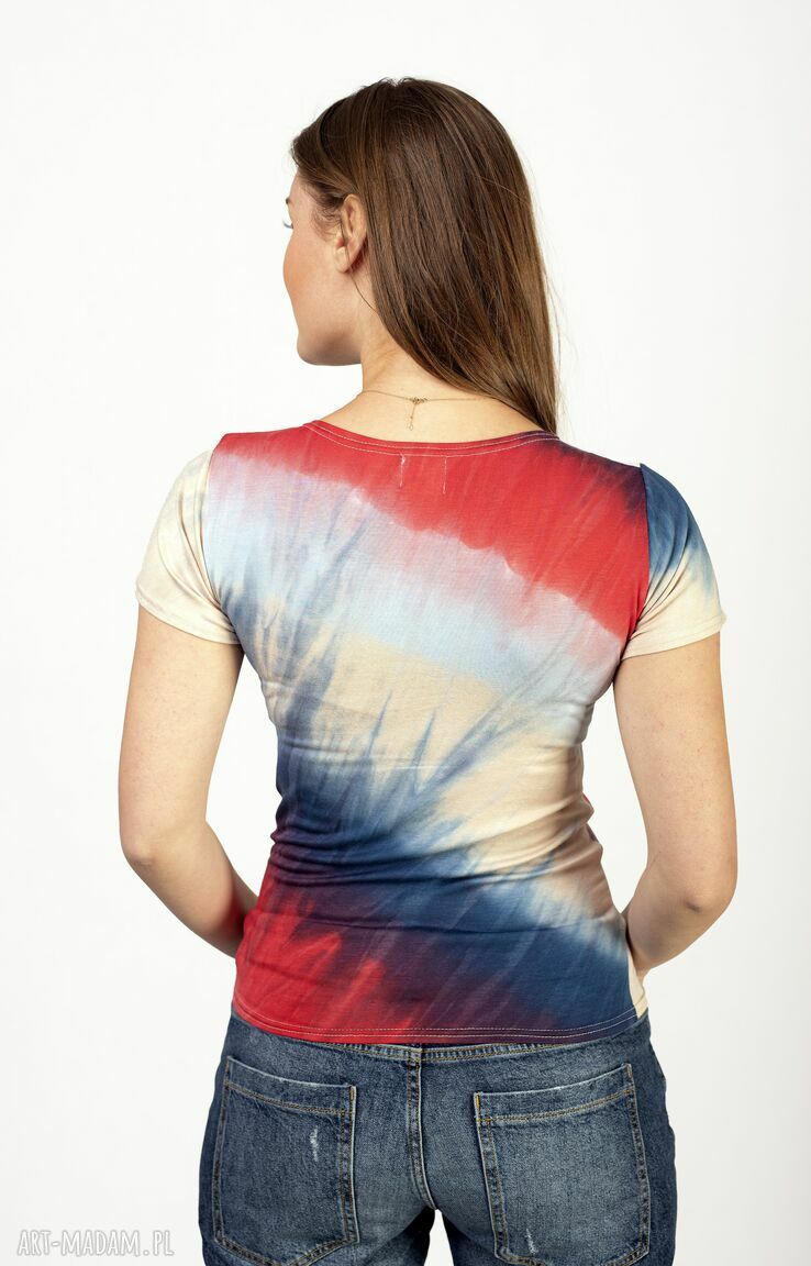 Top kobiecy ombre Kasandra - dekolt V-neck, marszczenia i dopasowanie