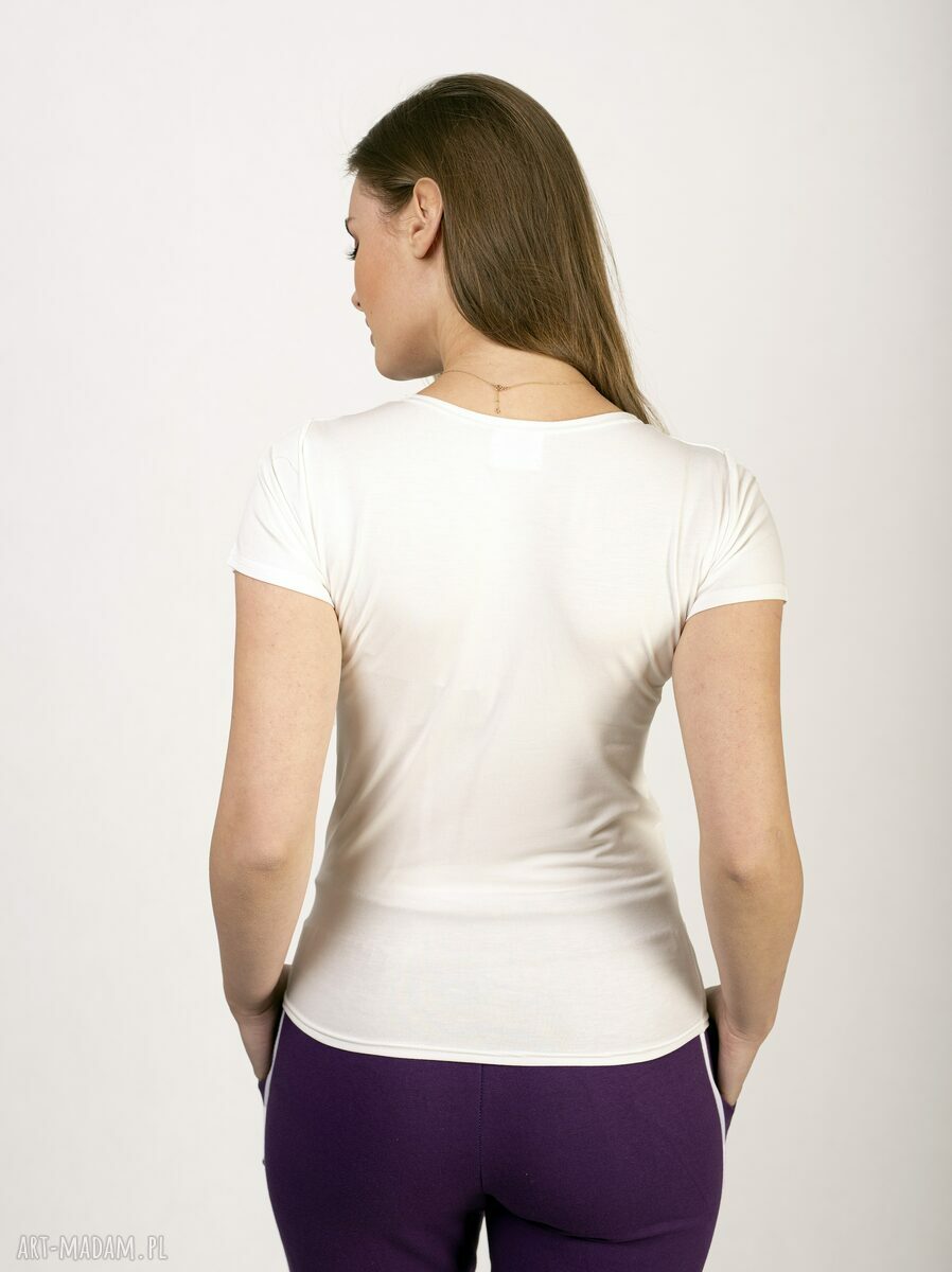 Top damski ecru Kasandra z dekoltem V-neck