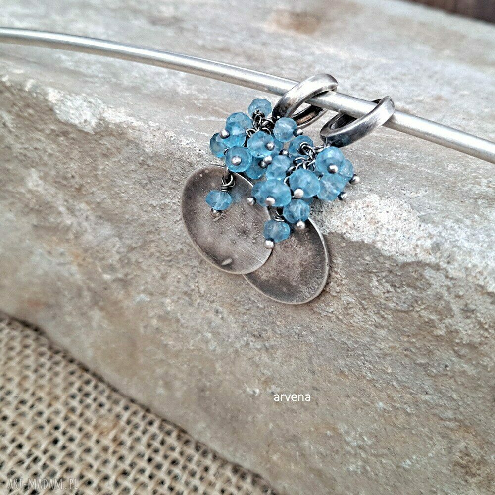 Kolczyki Topaz Blue z oksydowanego srebra 925