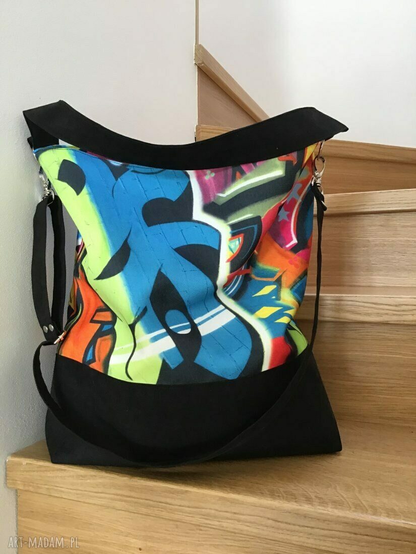 Tora na ramię graffiti - pojemna wegańska torebka A4