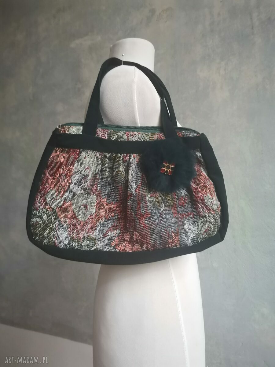 Mała torba na ramię boho retro 36x24 cm - uchwyt 38 cm