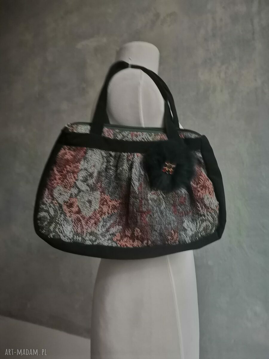 Mała torba na ramię boho retro 36x24 cm - uchwyt 38 cm