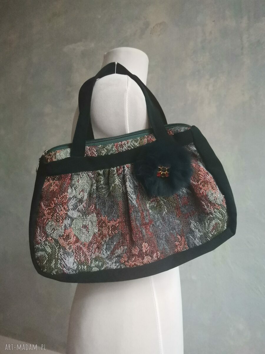 Mała torba na ramię boho retro 36x24 cm - uchwyt 38 cm
