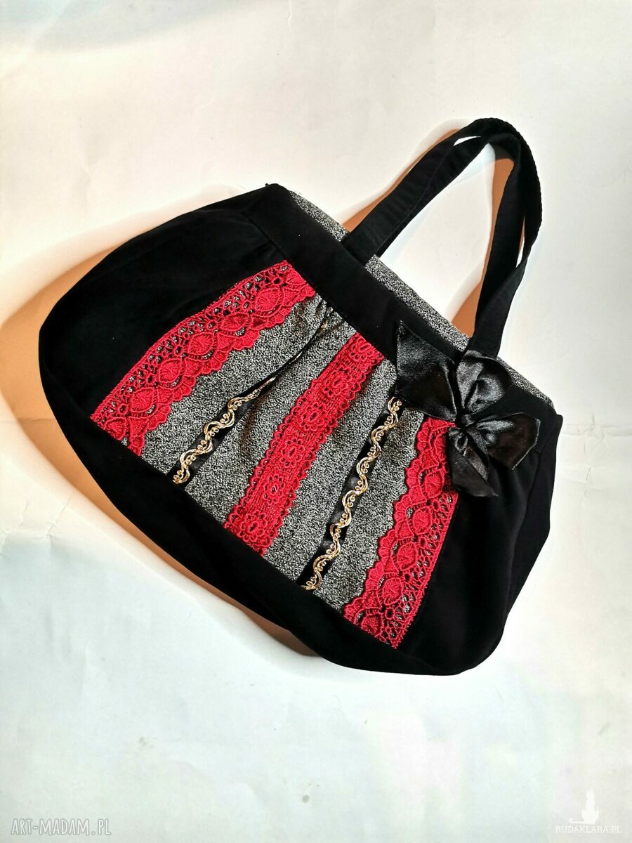 Torba boho do ręki - elegancka koronka i folkowy klimat
