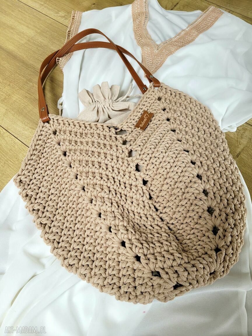 Ażurowa torba Tulip Bag z sznurka bawełnianego - na ramię handmade