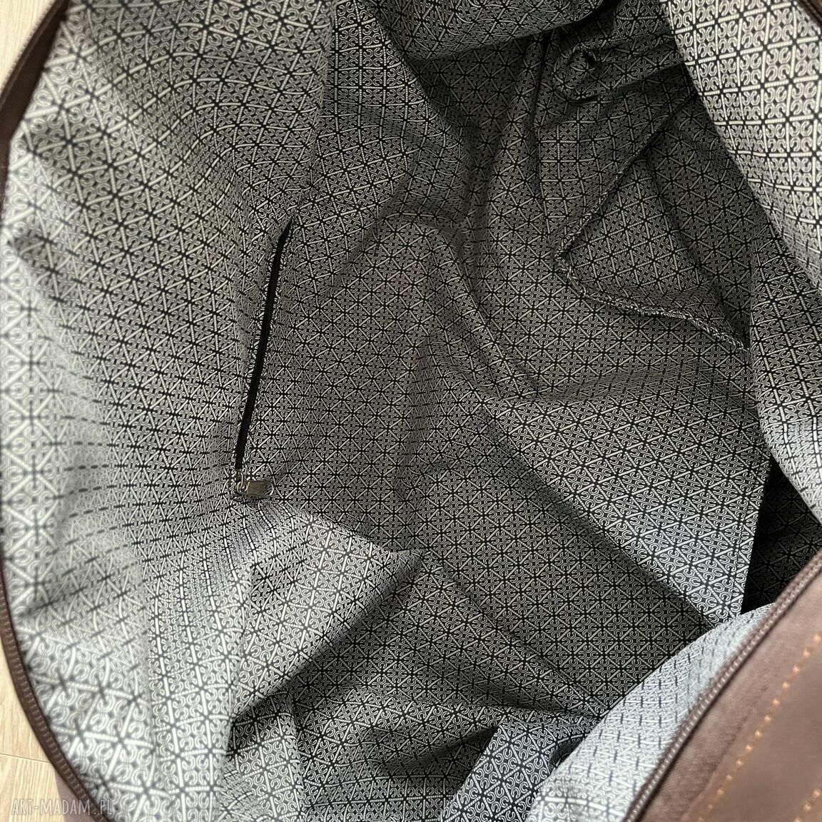 podróżne: Torba bagażowa podróżna brązowa ze skóry i bawełny woskowanej Vintage