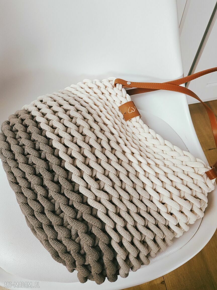 Torba na ramię Boho Weave Bag w beżowo-kakaowym ombre
