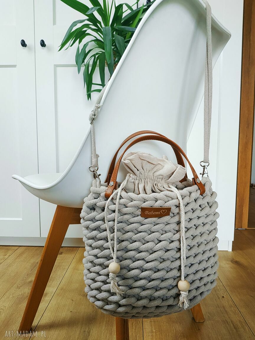 Beżowa torebka listonoszka Boho Weave Bag na ramię - ręcznie pleciona