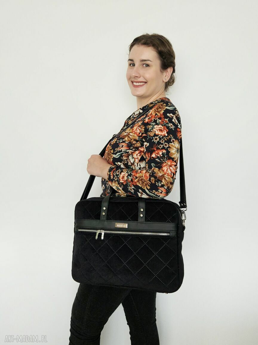 na laptopa: Torba biznesowa Melania czarna Ręczne wykonanie