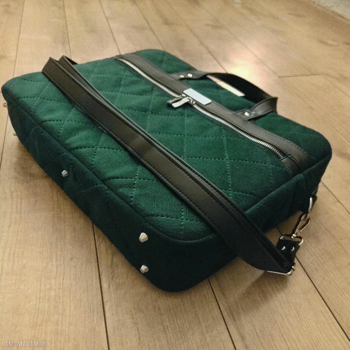 na laptopa: Torba biznesowa Melania zielona Ręczne wykonanie