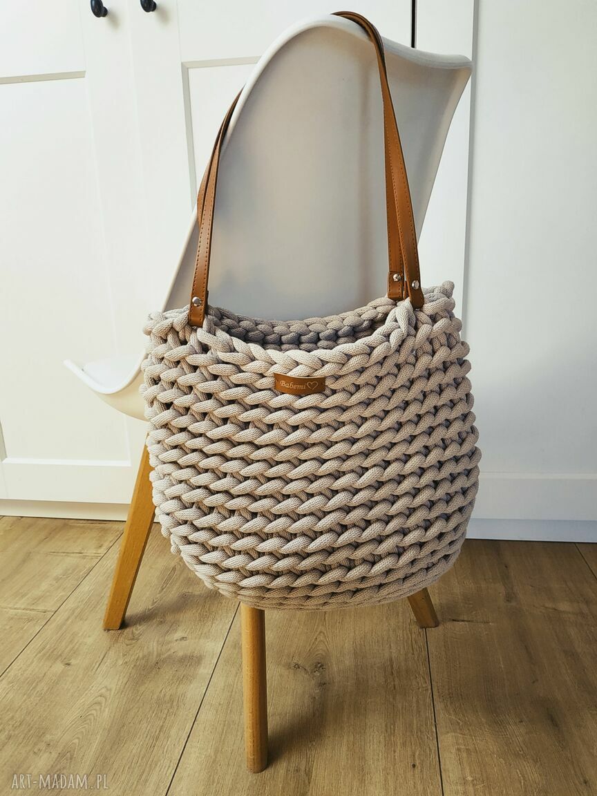 Beżowa torba Boho Wave Bag na ramię - szydełkowana torba na plażę handmade