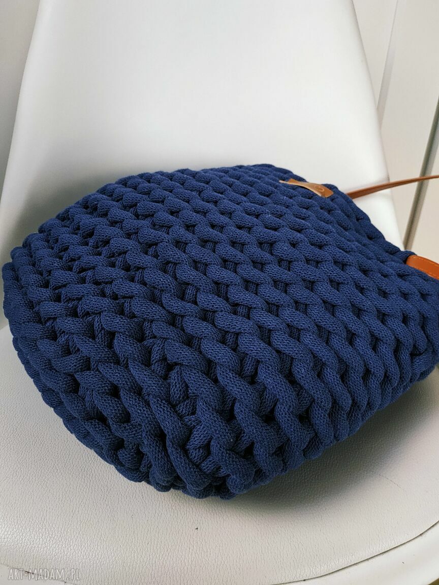 Torba Boho Wave Bag w kolorze Jeans - na ramię, ręcznie szydełkowana