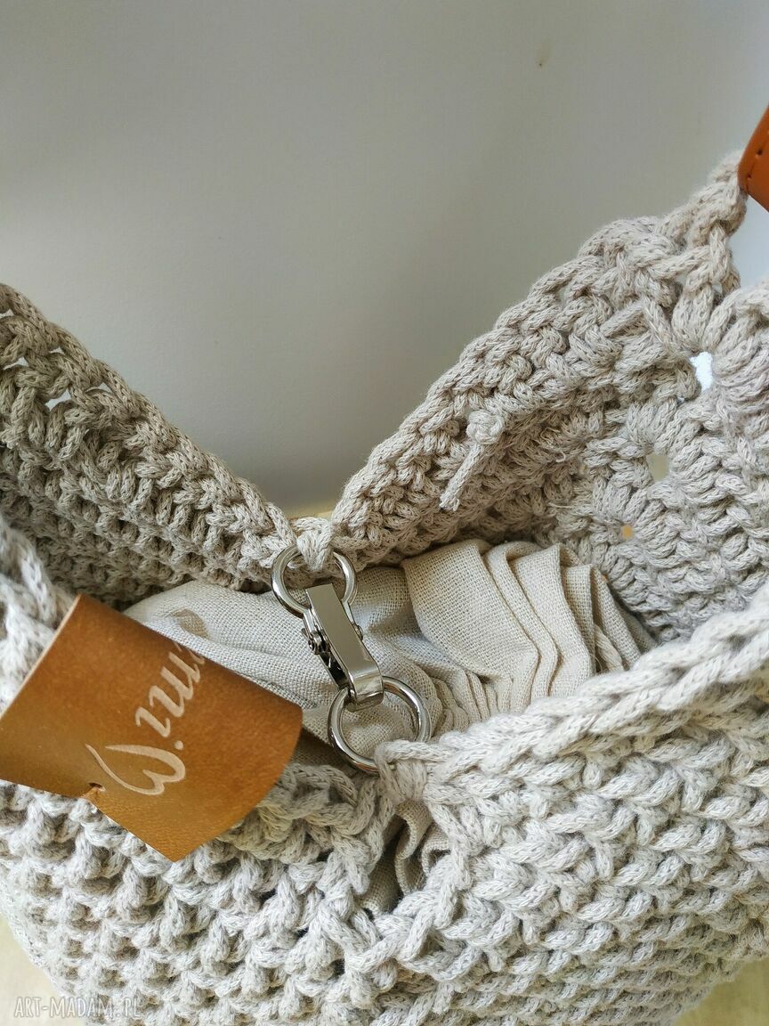 Torba na ramię Tulip Bag ze sznurka bawełnianego - boho beżowa