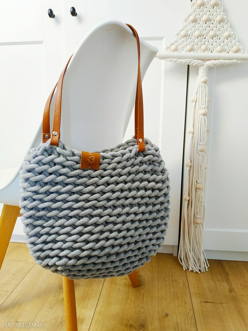 Torba Boho Wave Bag szara i stalowa na ramię
