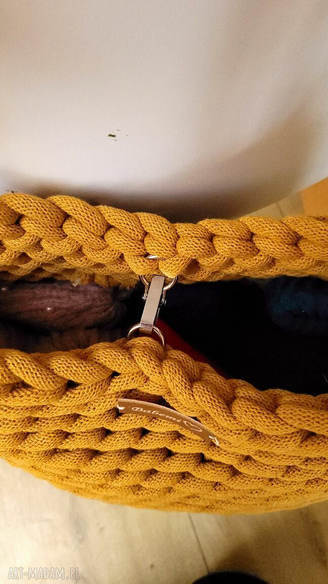 Torba Boho Wave Bag musztardowa - ręcznie szydełkowana torba worek