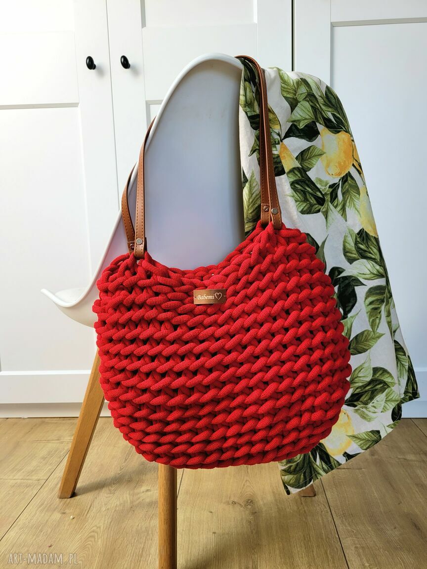 Torba Boho Wave Bag na ramię w kolorze czerwonym - handmade