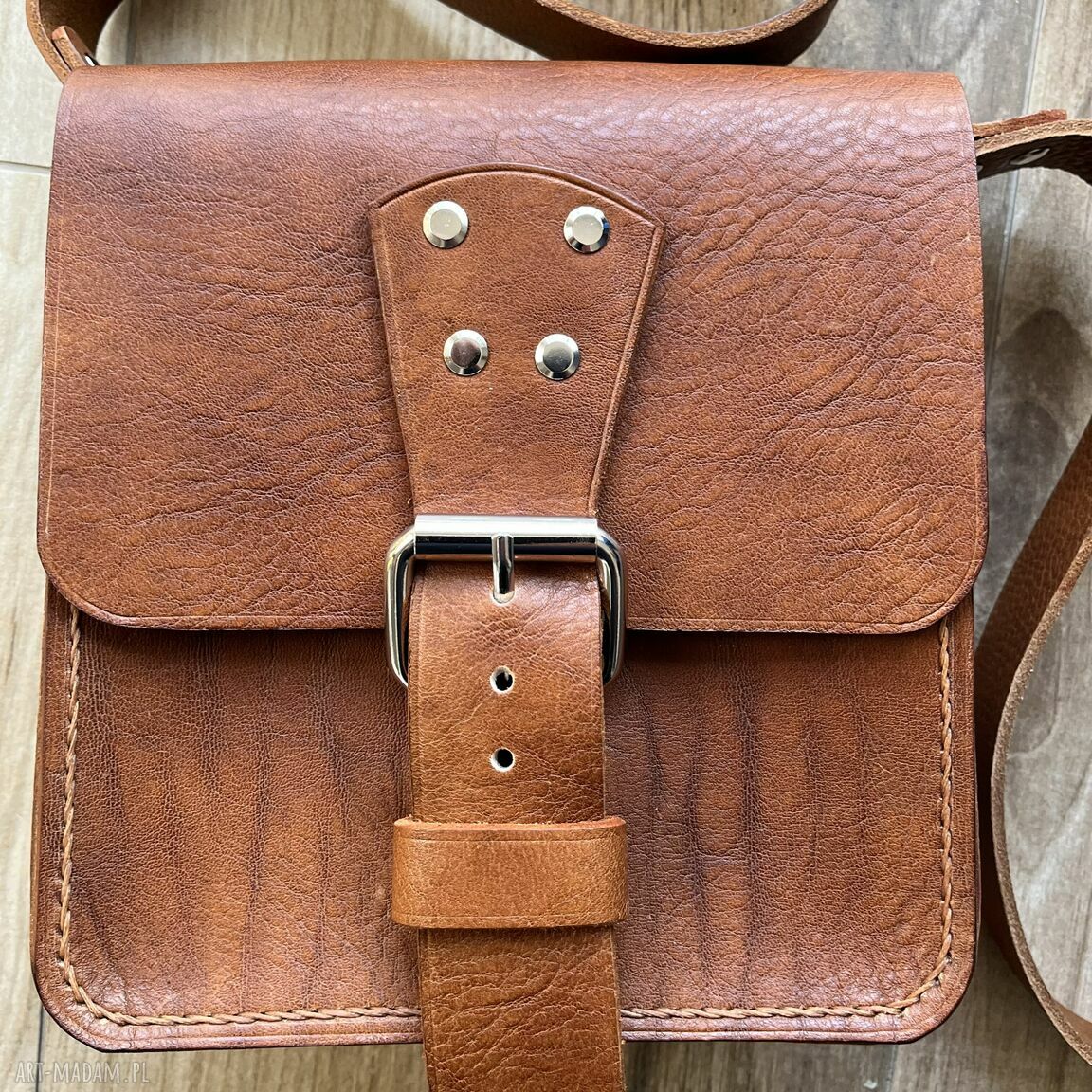 Torba brązowa skóry ramię ręcznie uszyta mała torebka skórzana