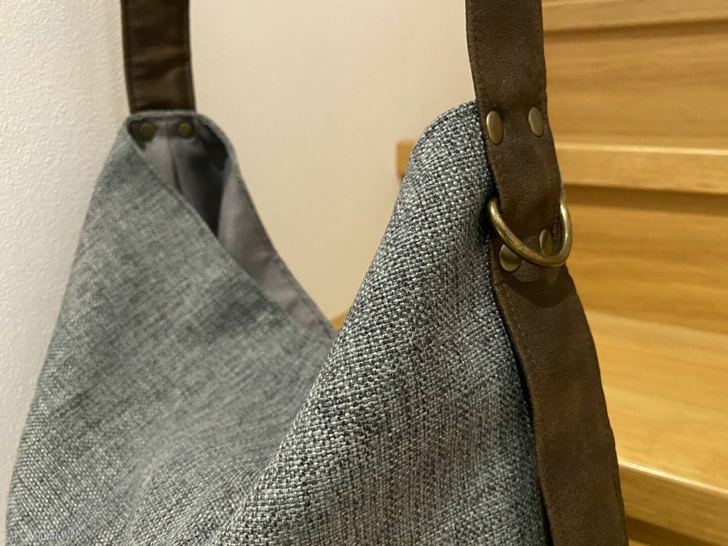 Torba na ramię - płócienna wegańska (worek), handmade