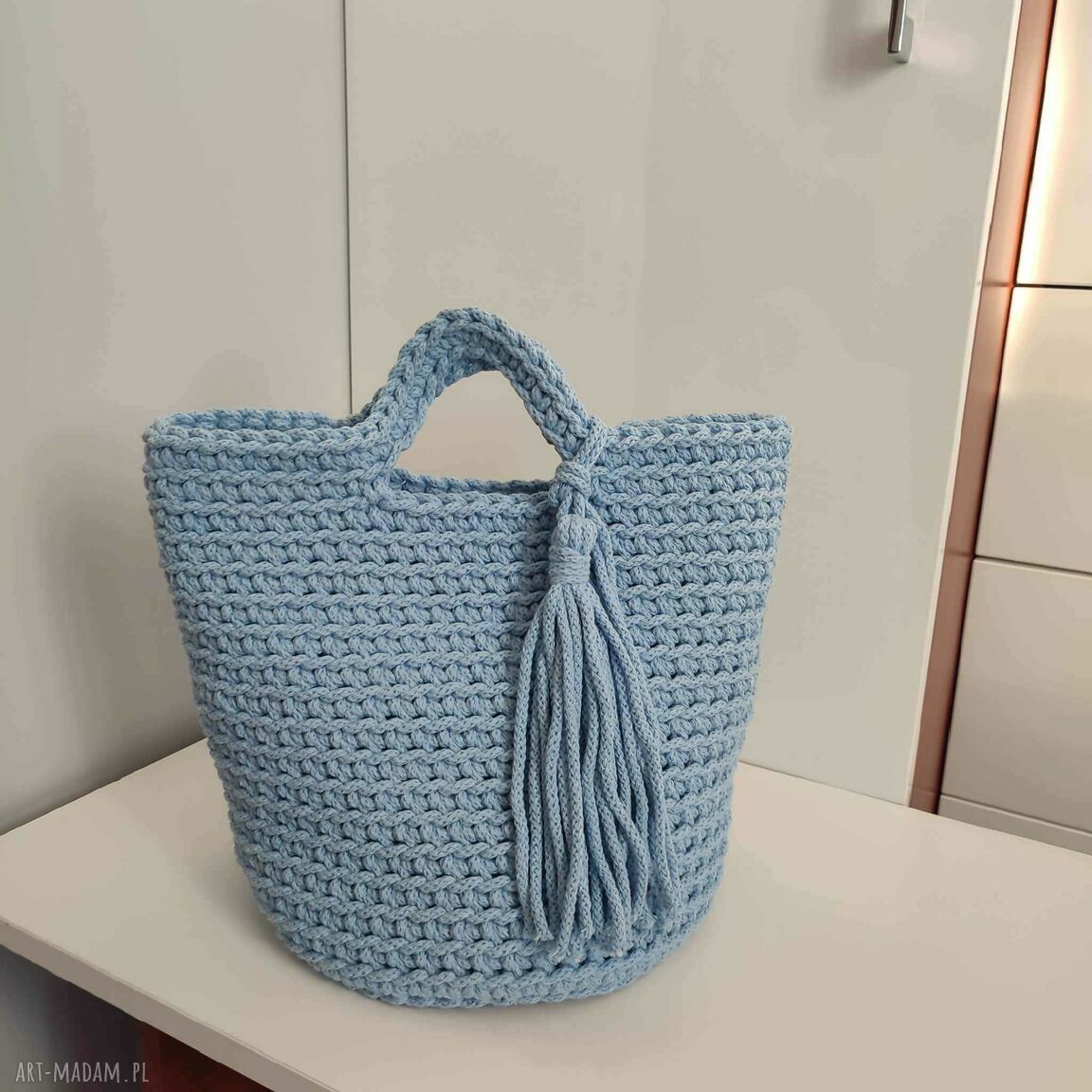 Torba do ręki ze sznurka 23x30 cm - ręczne wykonanie