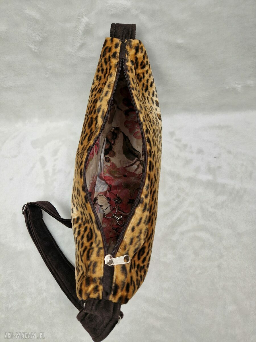 Torba crossbody LUNA - motyw panterki, ręcznie szyta na ramię