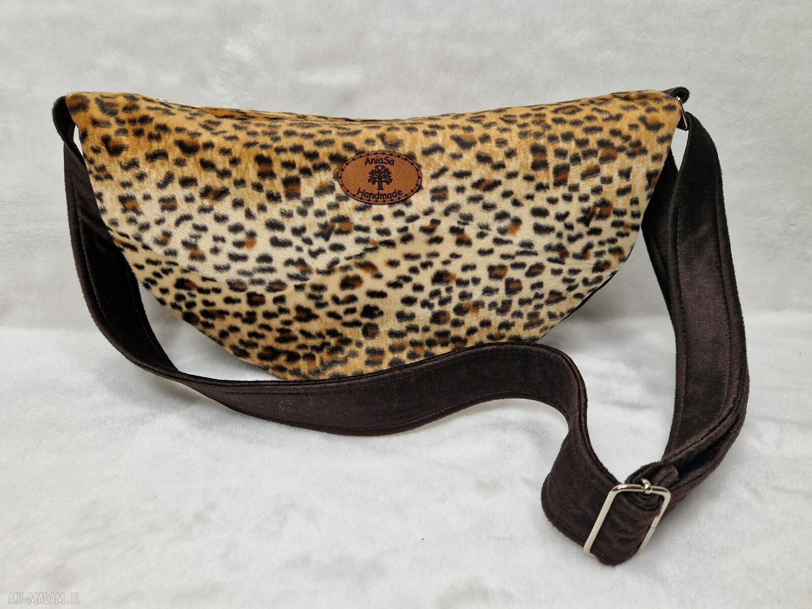 Torba crossbody LUNA - motyw panterki, ręcznie szyta na ramię