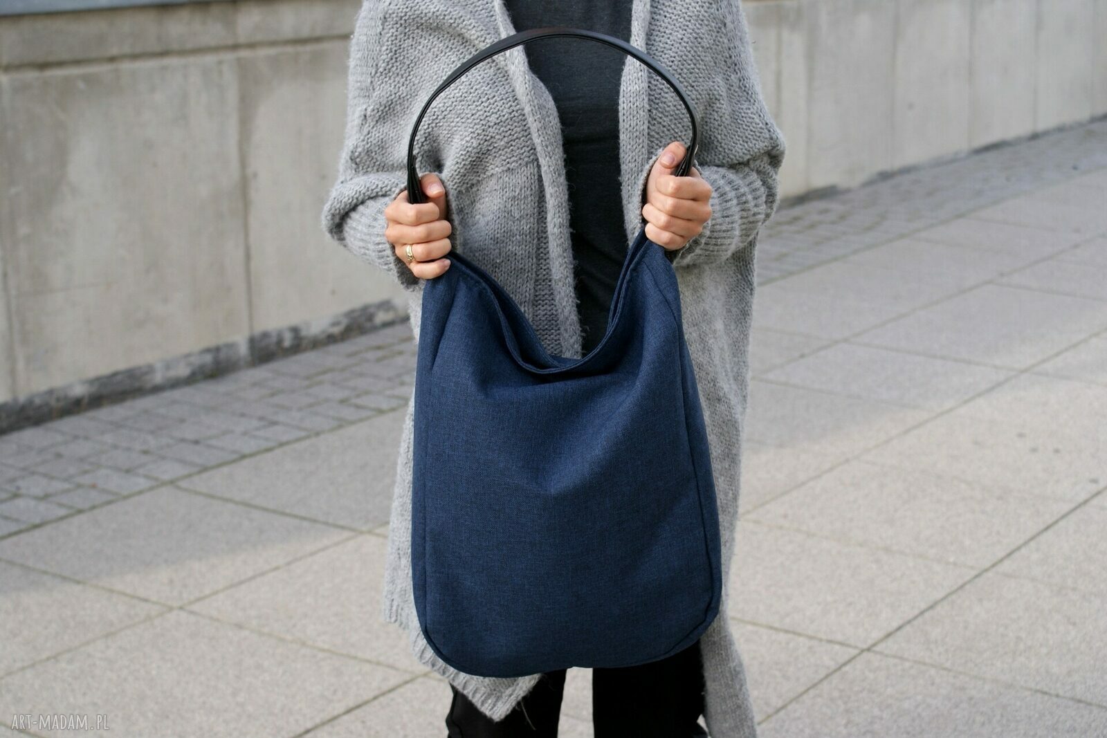 na ramię: IKS plecionka granat ręcznie robione