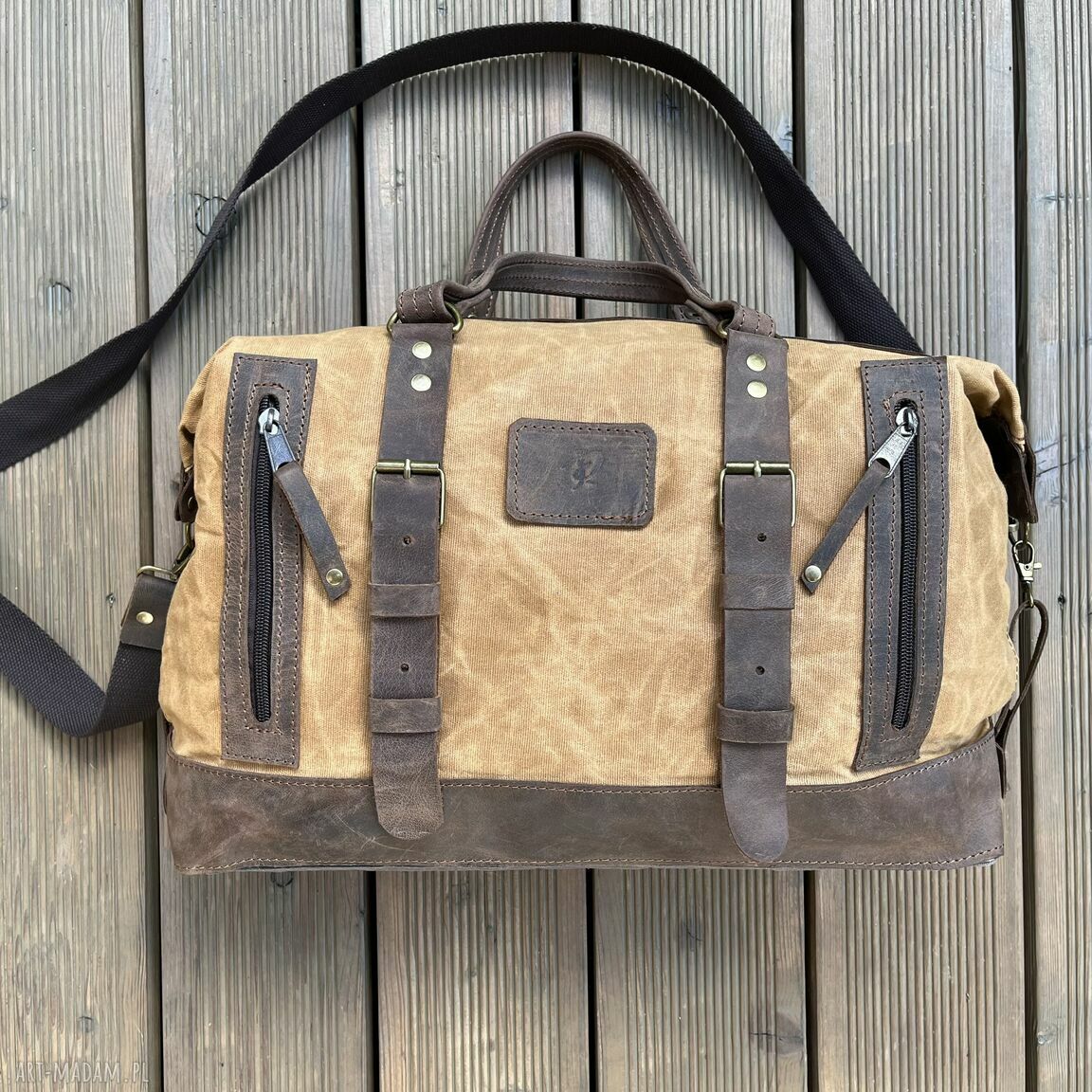 Torba podróżna skory bawełny woskowanej vintage trening pracy