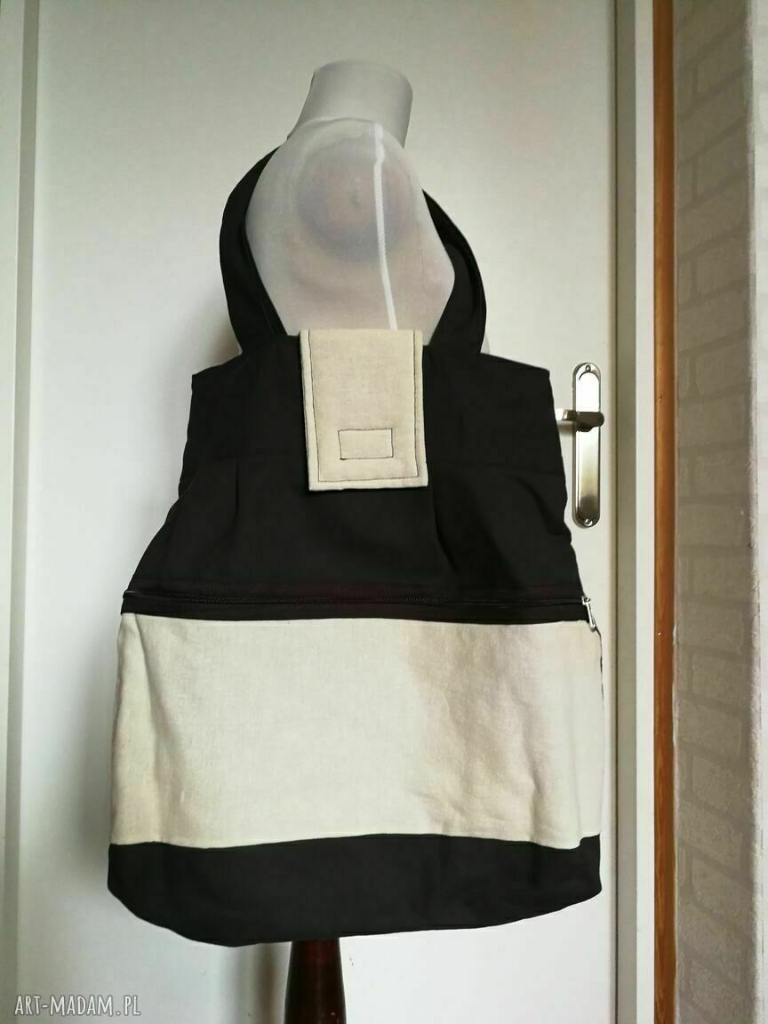 Oversize torba materiałowa na ramię 49x45 cm - folk boho Ruda Klara
