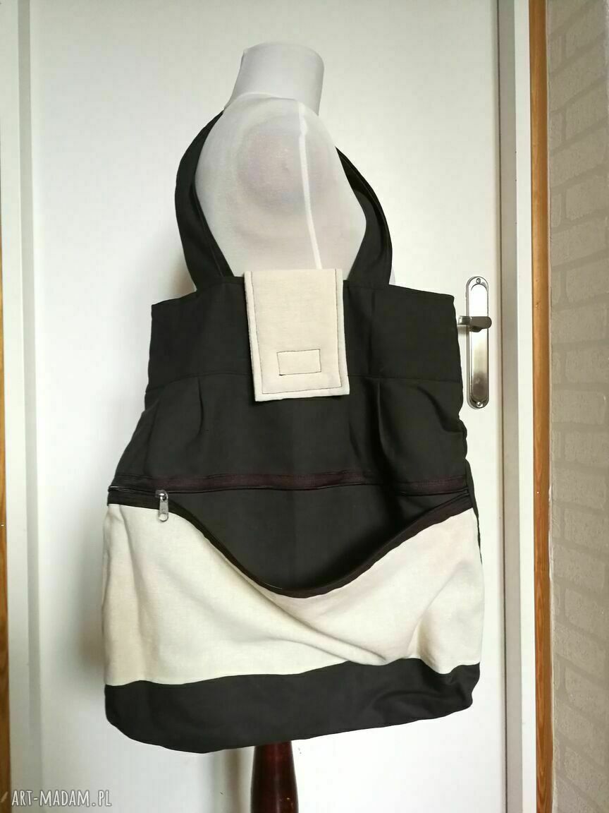 Oversize torba materiałowa na ramię 49x45 cm - folk boho Ruda Klara
