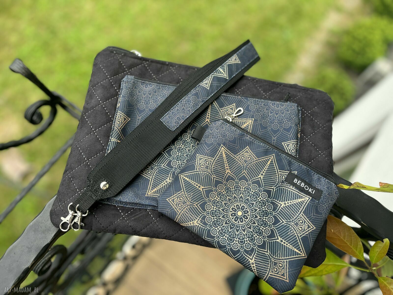 Torba-etui na laptopa z organizerem - zestaw handmade BEBOKI