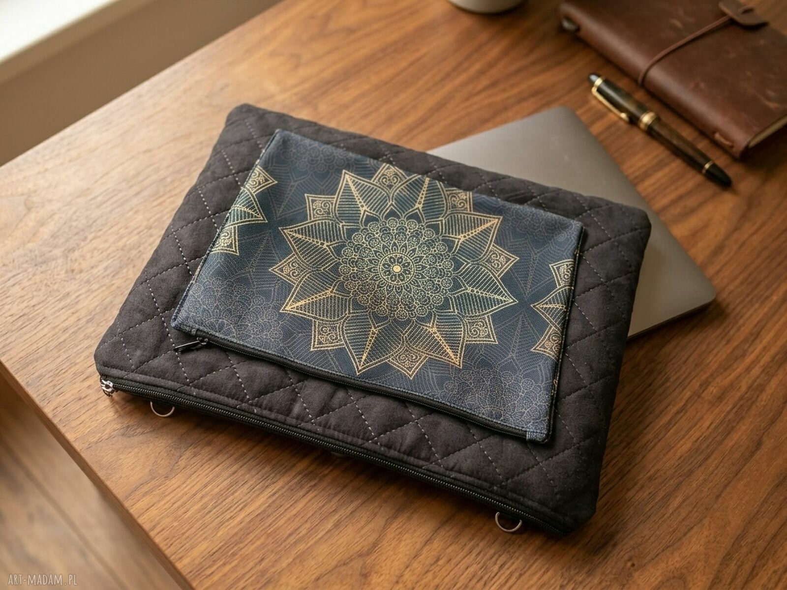 Torba-etui na laptopa z organizerem - zestaw handmade BEBOKI