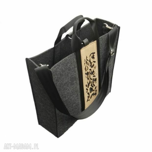 Torba filcowa XXL z organizerem 2 w 1 - grafitowa z beżowym panelem
