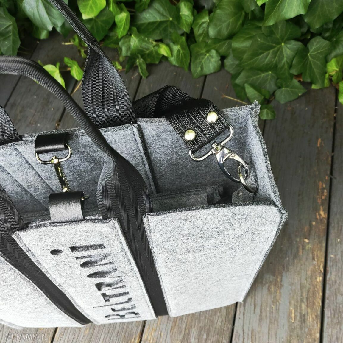 Szara torba filcowa XXL z organizatorem - pojemność w Twoim stylu
