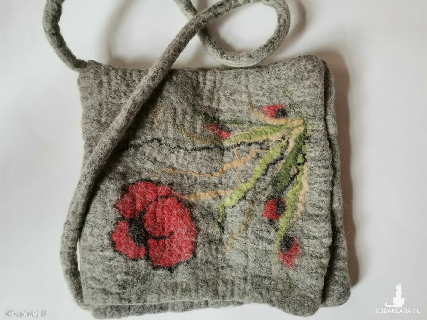 Torba filcowana Mak na ramię 36x34 cm - kolorowy boho folk