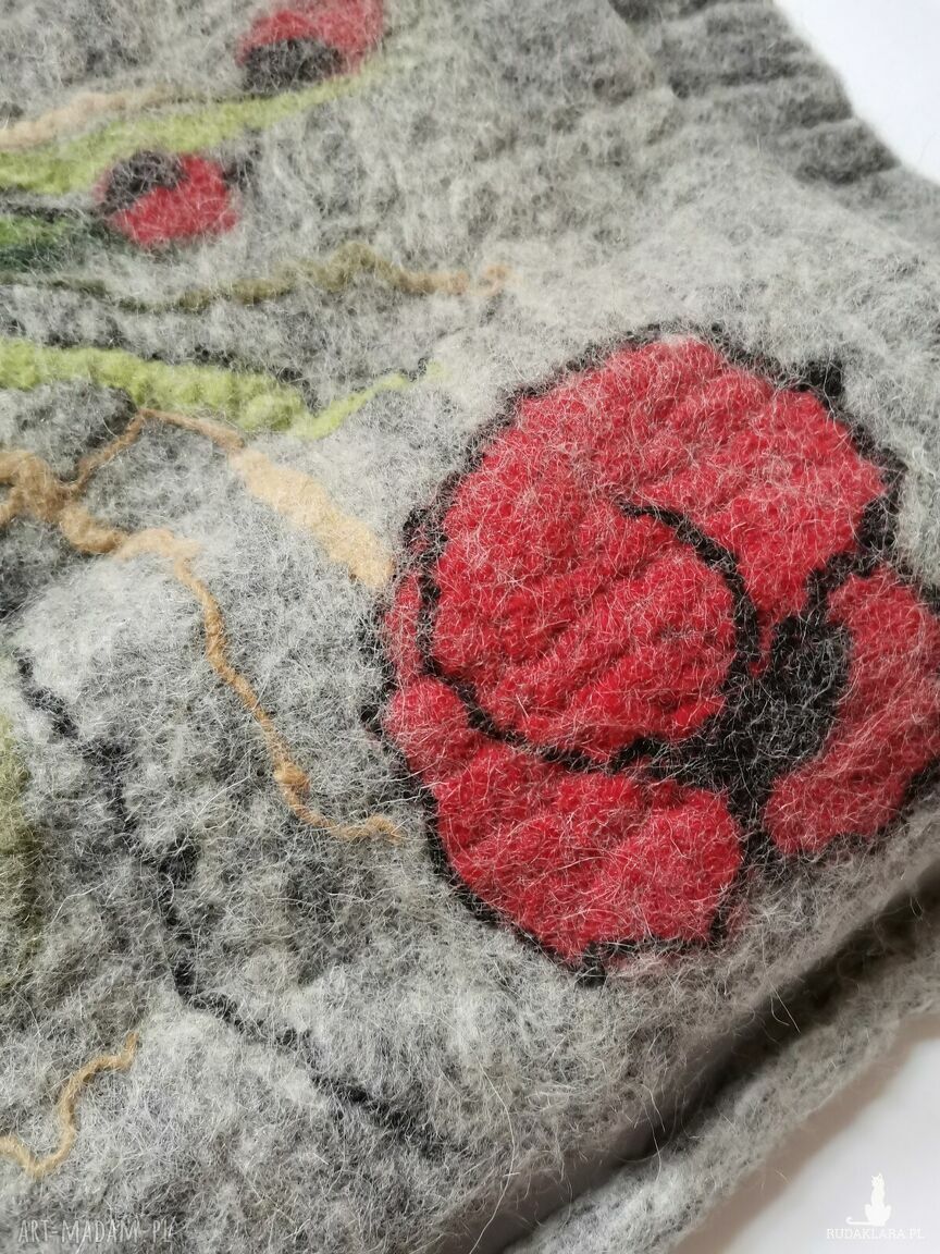 Torba filcowana Mak na ramię 36x34 cm - kolorowy boho folk
