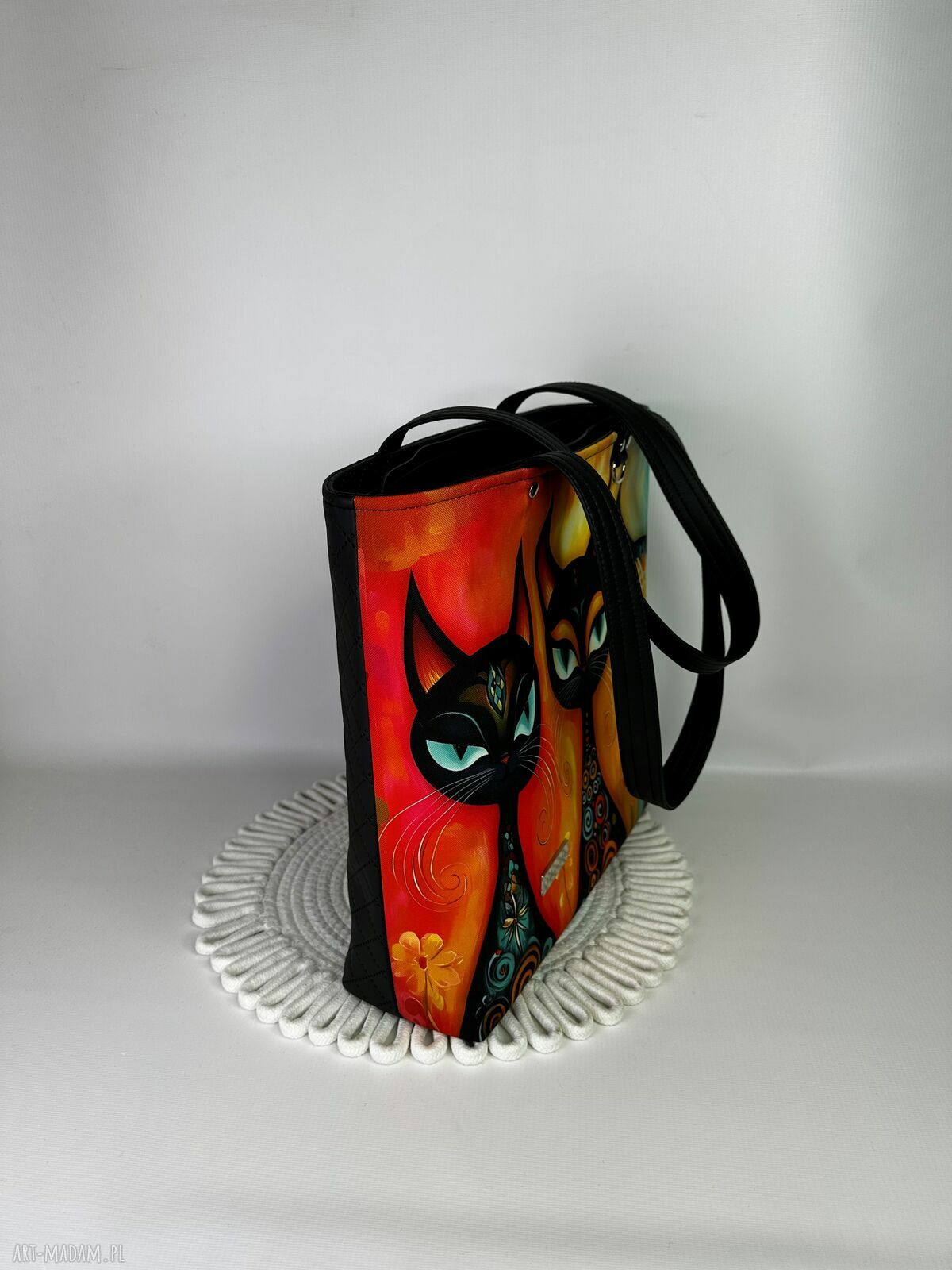 Torba handmade shopper z kosmetyczką w koty