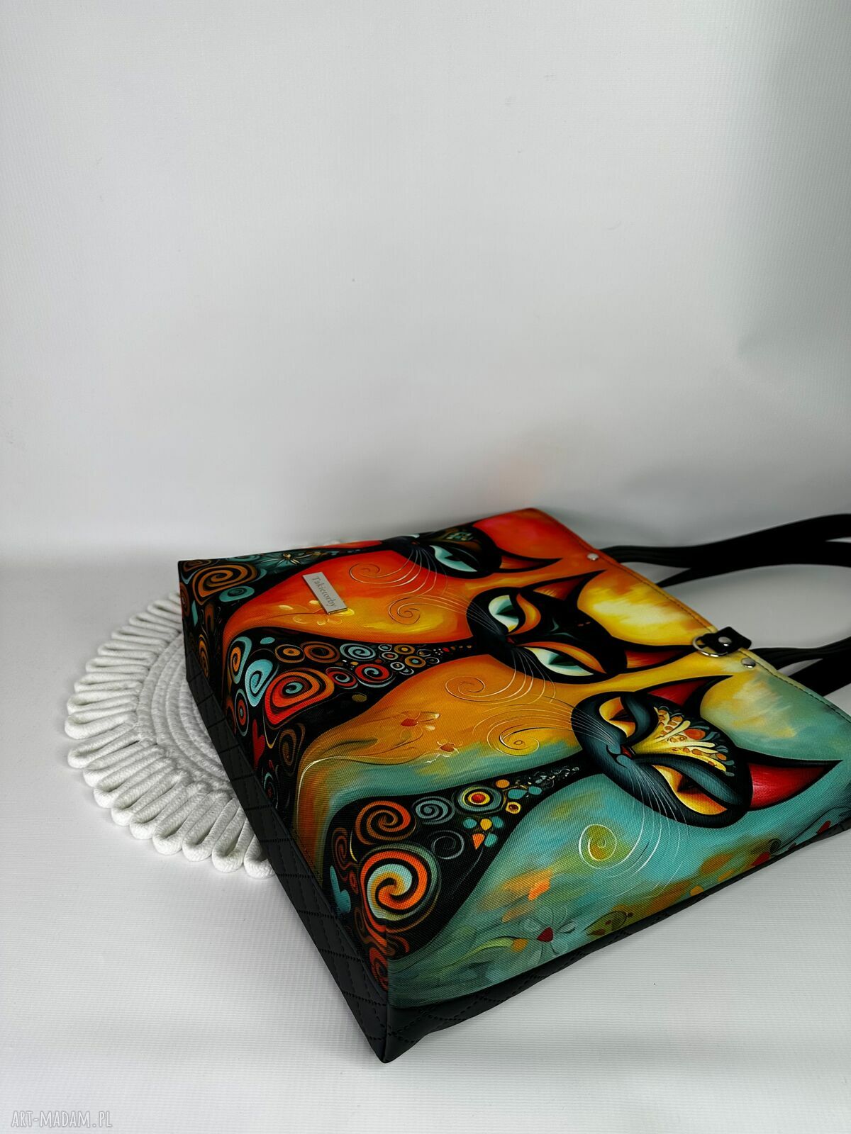 Torba handmade shopper z kosmetyczką w koty