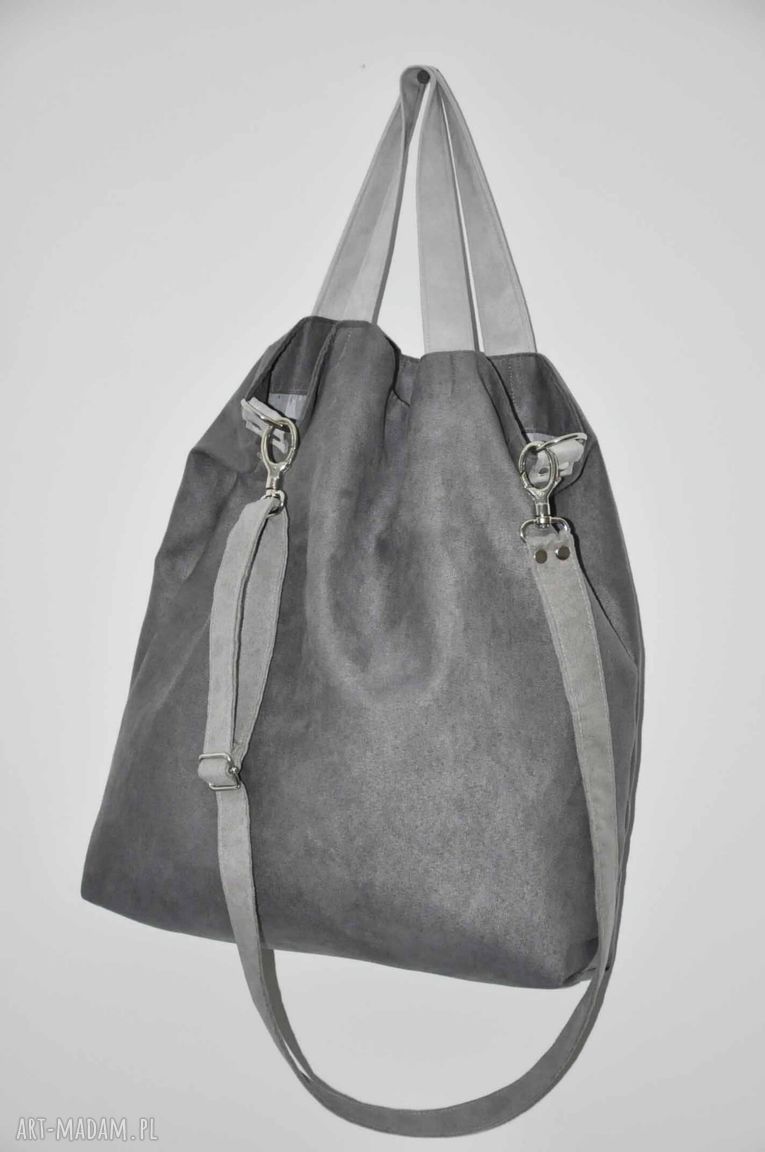 Torba hobo XXL szaraczek z alcantary - na ramię