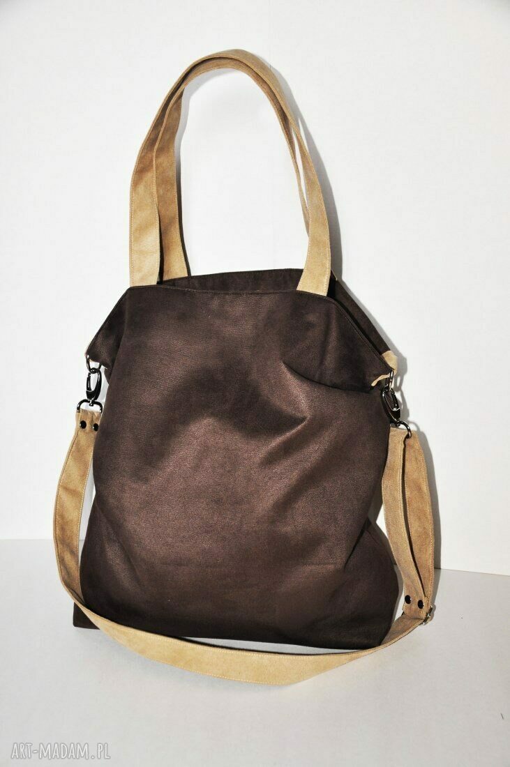 Torba hobo XL - czekolada i beż