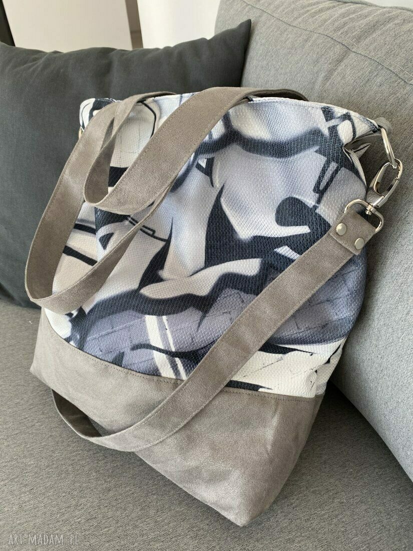 Torba hobo XXL na ramię - print graffiti monochromatyczna, wegańska