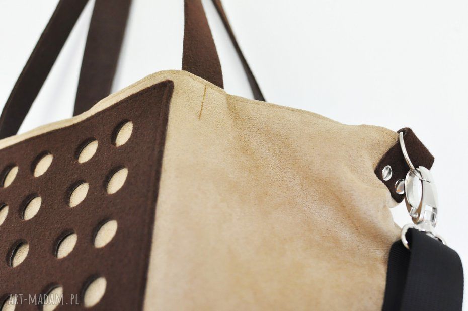 Torba hobo XXL - beż i brąz (wegańska) na ramię