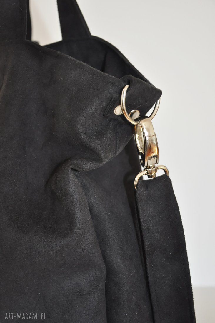 Torba hobo XXL na ramię - czarna, wegańska, handmade