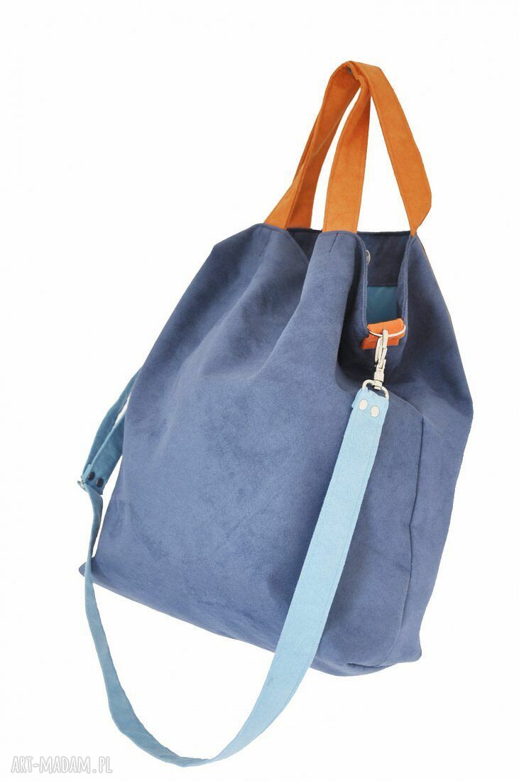 Torba hobo XXL na ramię - kobalt, błękit, pomarańcz