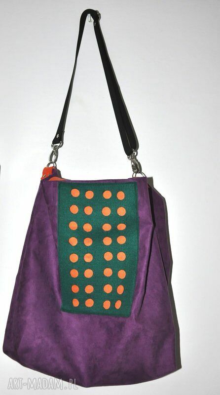 Torba hobo XXL - fiolet, pomarańcz i szmaragd