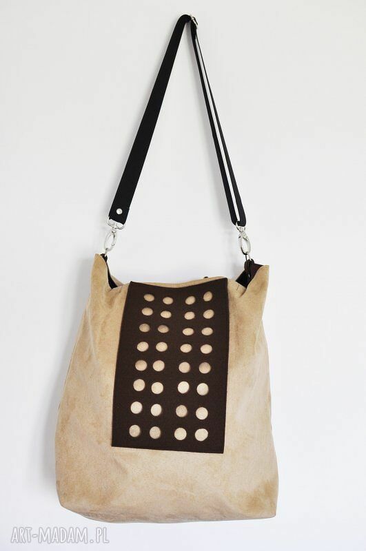 Torba hobo XXL - beż i brąz (wegańska) na ramię