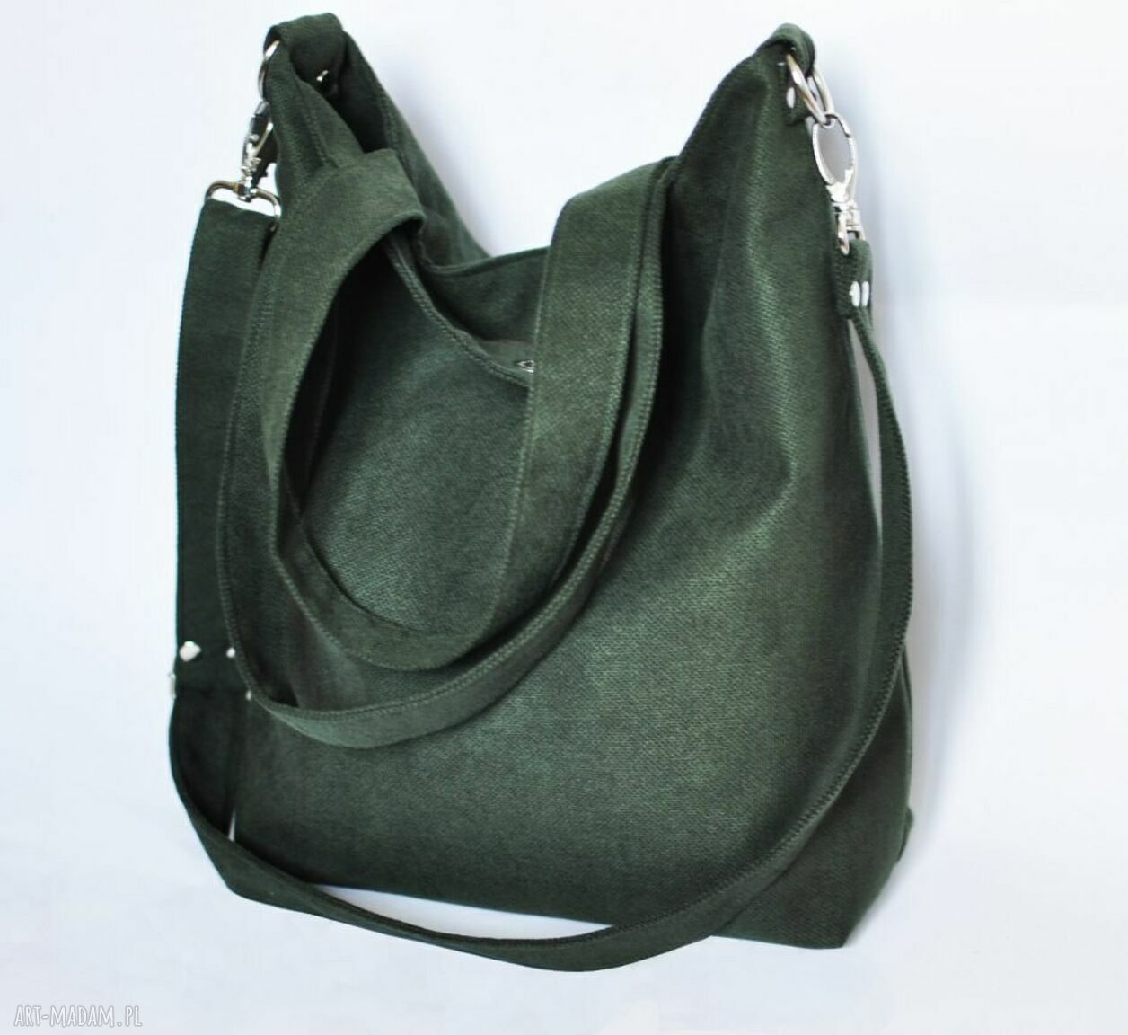 Torba hobo L - ciemna zieleń na ramię z weluru Alcantara (A4)